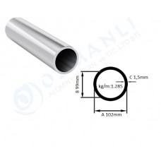 Alüminyum Boru Dış Çap 102mm X Et Kalınlık 1,5mm